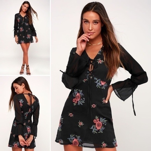 Lulu's Black Floral Mini Dress